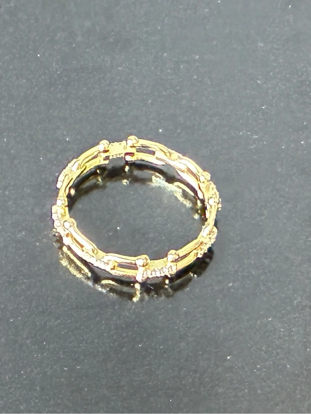 Sterling Silver 925 Gold Link Chain Ring Sz 8